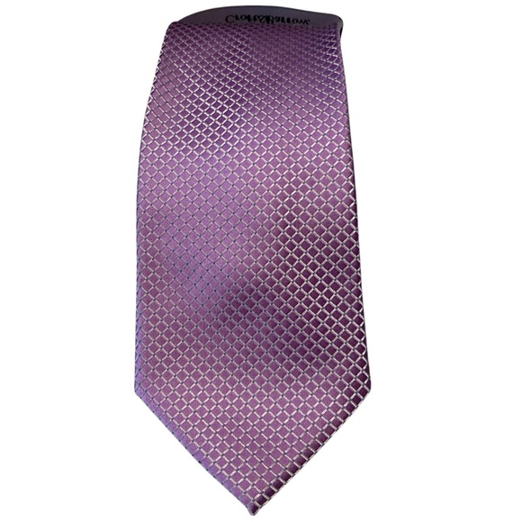 Croft and Barrow men's lilac necks neck tie silk hands made plaid geometric prin - Picture 2 of 5